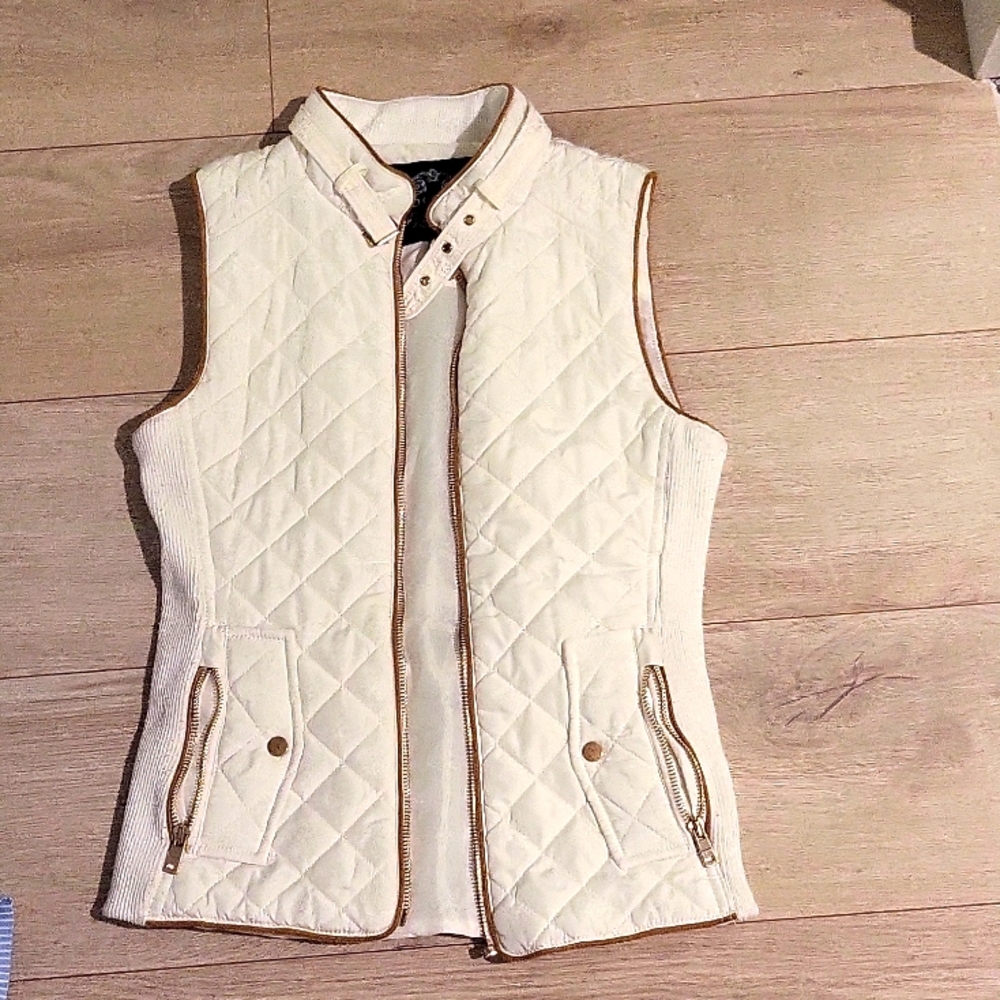 Cream and tan vest